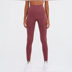 Set Active Seamless High-Waisted Leggings XS Rosewood | Ribbed Waistband